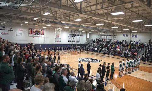Jason Gym with crowd and game happening